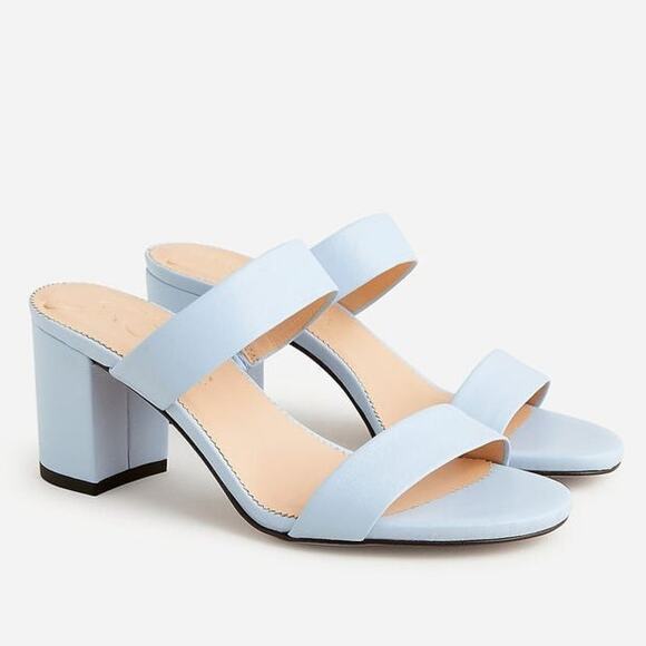 J.Crew Lucie Double-Strap Block-Heel Sandals Soft Peri - 8 Medium - Picture 1 of 3
